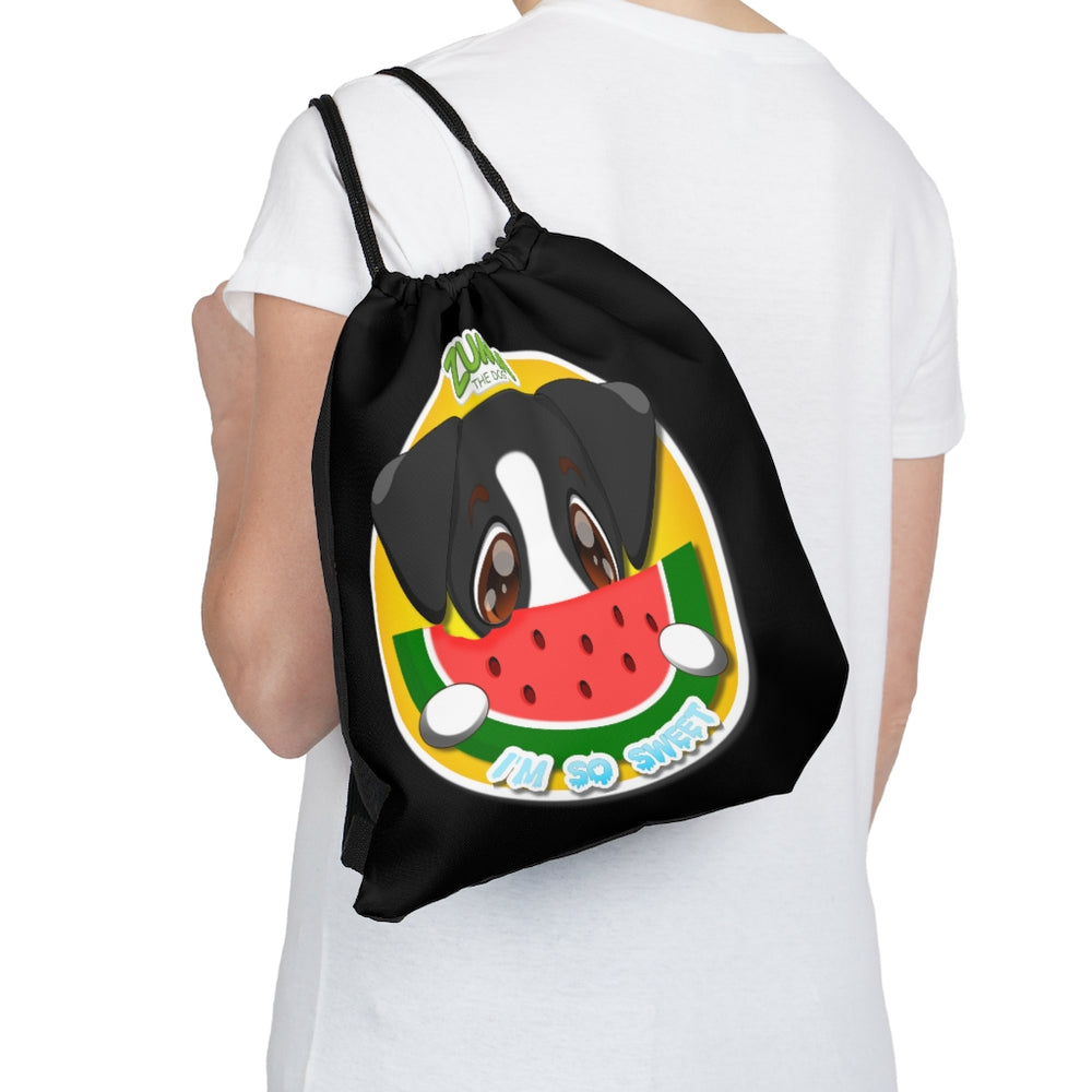 Outdoor Drawstring Bag - Watermelon Logo (Black)