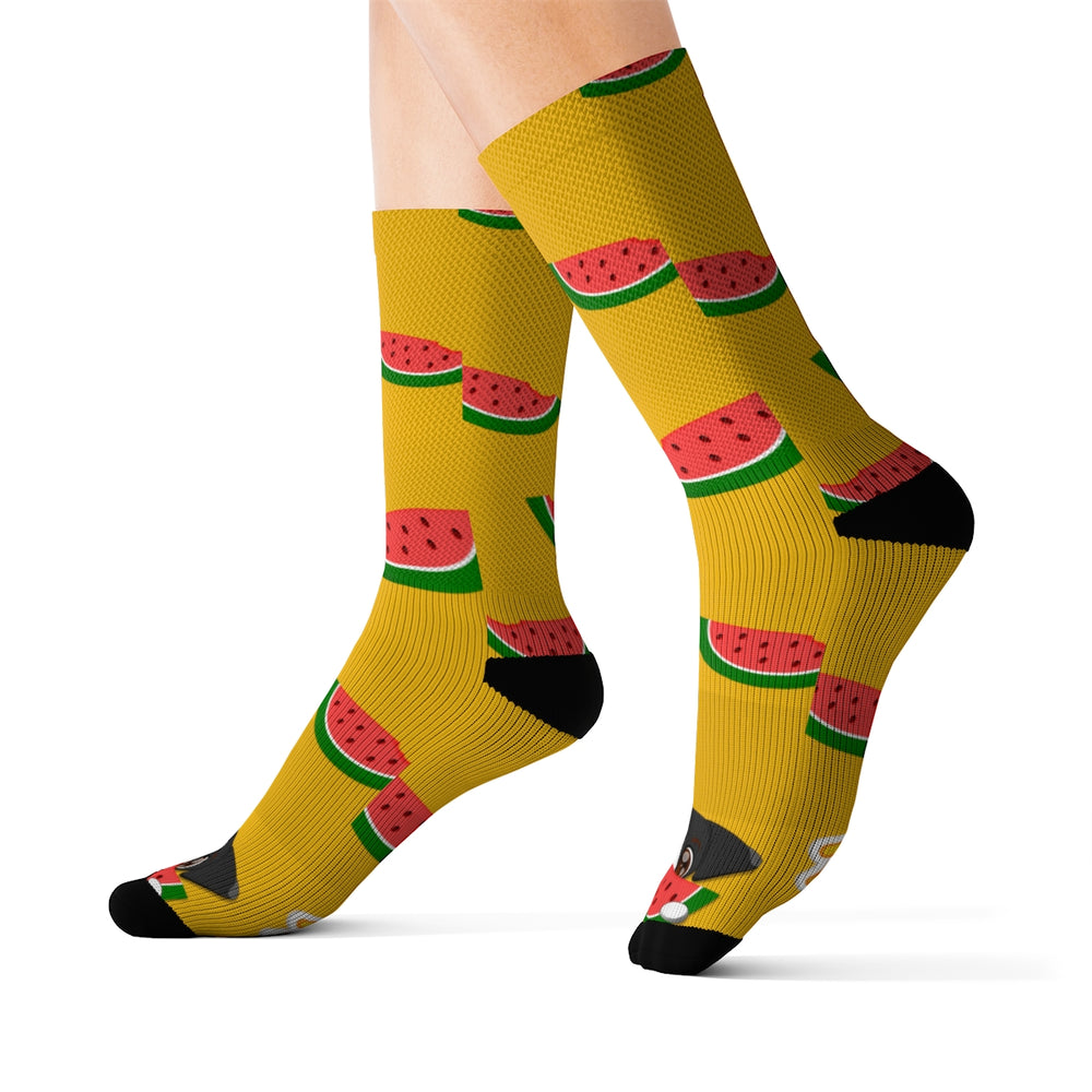 Sublimation Socks - Watermelon Print (Yellow)