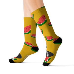 Sublimation Socks - Watermelon Print (Yellow)