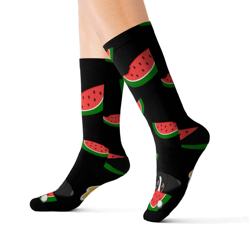 Sublimation Socks - Watermelon Print (Black)