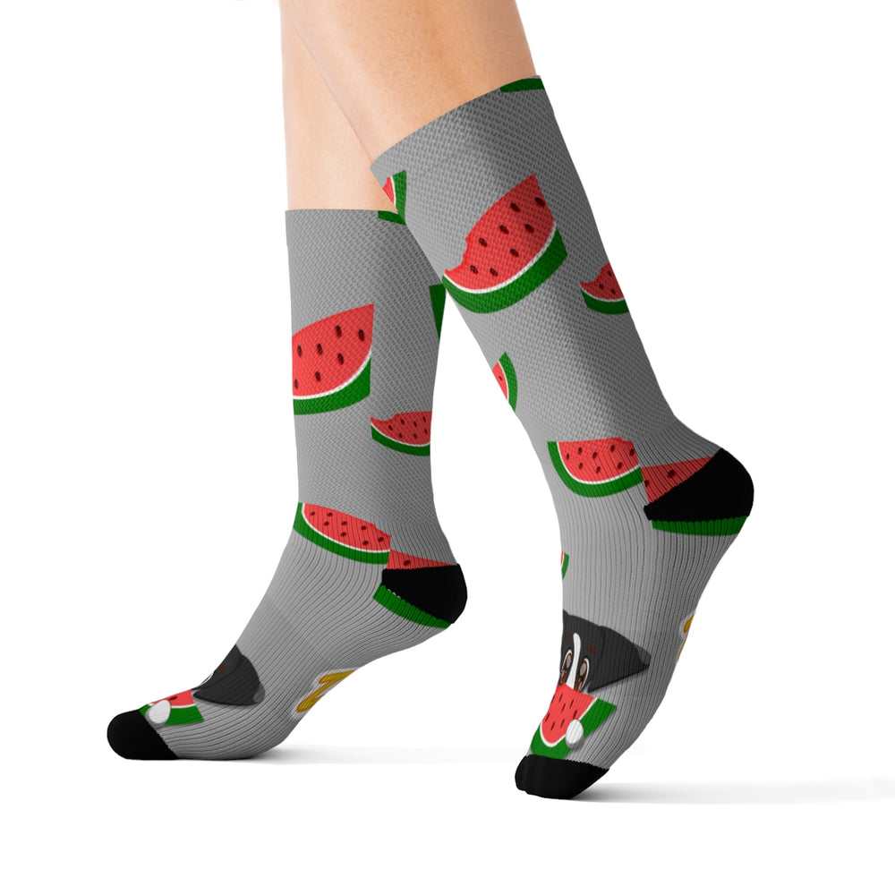 Sublimation Socks - Watermelon Print (Grey)