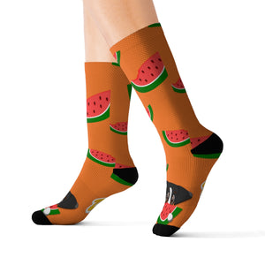Sublimation Socks - Watermelon Print (Orange)