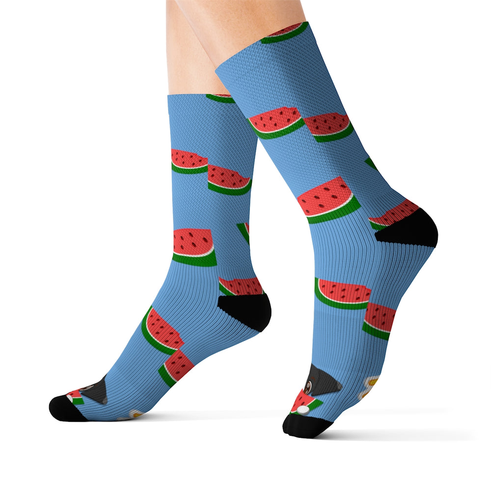 Sublimation Socks - Watermelon Print (Blue)
