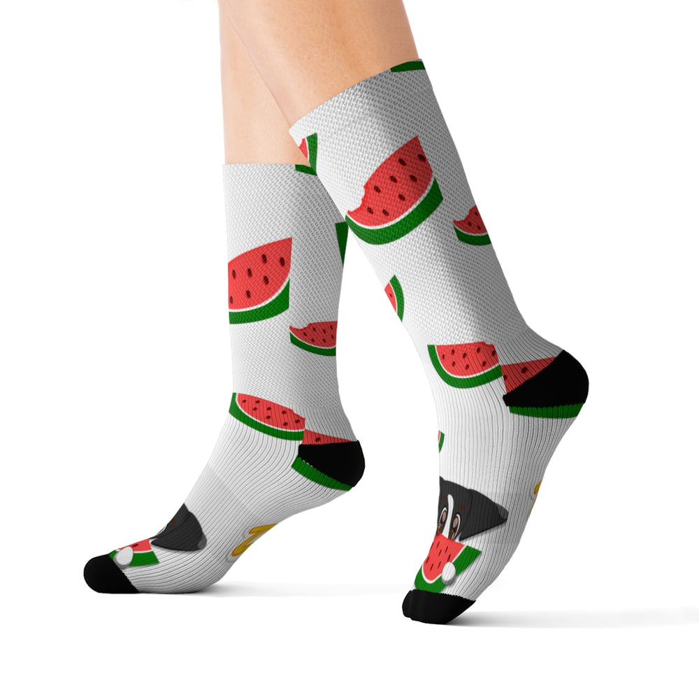 Sublimation Socks - Watermelon Print (White)
